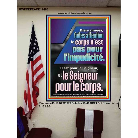 faites attention le corps n'est pas pour l'impudicité. Il est pour le Seigneur, Pouvoir éternel Poster (GWFREPEACE12463) 