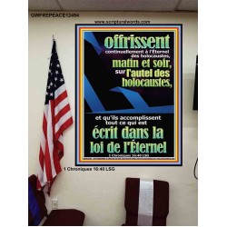 offrissent continuellement à l'Éternel des holocaustes, matin et soir, Décoration murale chrétienne moderne Poster (GWFREPEACE12494) "12X14"