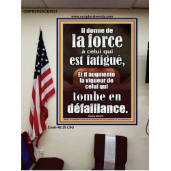 Il donne de la force à celui qui est fatigué, Affiche biblique unique (GWFREPEACE9621) 