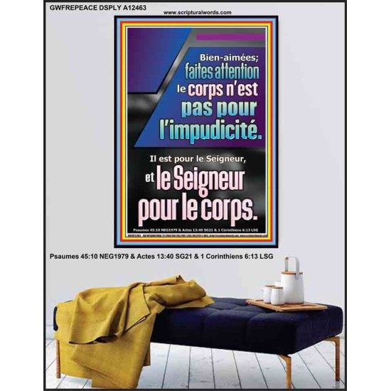 faites attention le corps n'est pas pour l'impudicité. Il est pour le Seigneur, Pouvoir éternel Poster (GWFREPEACE12463) 