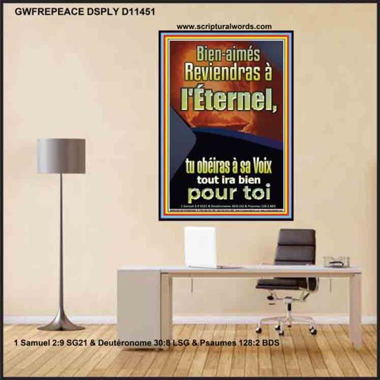 Retournez au Seigneur et obéissez à sa voix Affiche de versets bibliques pour la maison en ligne (GWFREPEACE11451) 