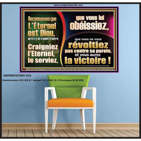 Craigniez l'Eternel, le serviez, que vous lui obéissiez, et vous aurez la victoire! Versets bibliques encourageants Poster (GWFREPOSTER11576) 