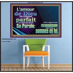 L'amour de Dieu est vraiment parfait en celui qui garde Sa Parole. Affiche Art des versets bibliques (GWFREPOSTER11733) 