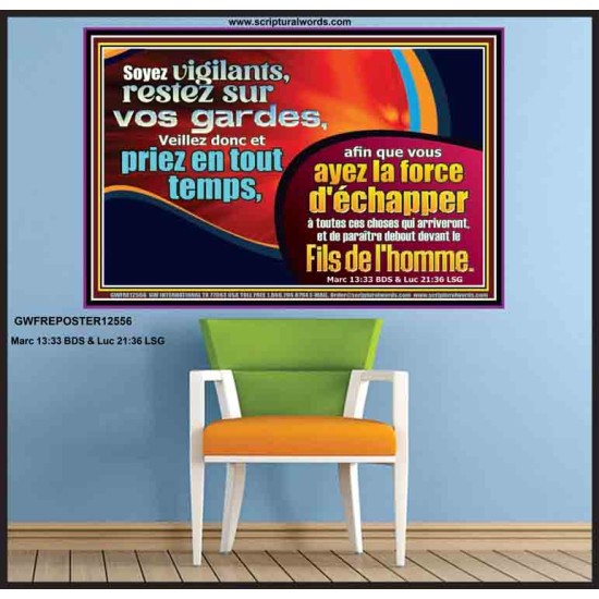 Veillez donc et priez en tout temps. Verset biblique Poster (GWFREPOSTER12556) 