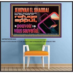 JEHOVAH  EL SHADDAI..Le Dieu tout-puissant le pouvoir |de vous sauver[a]. Affiche en verre de portrait biblique (GWFREPOSTER12639) 