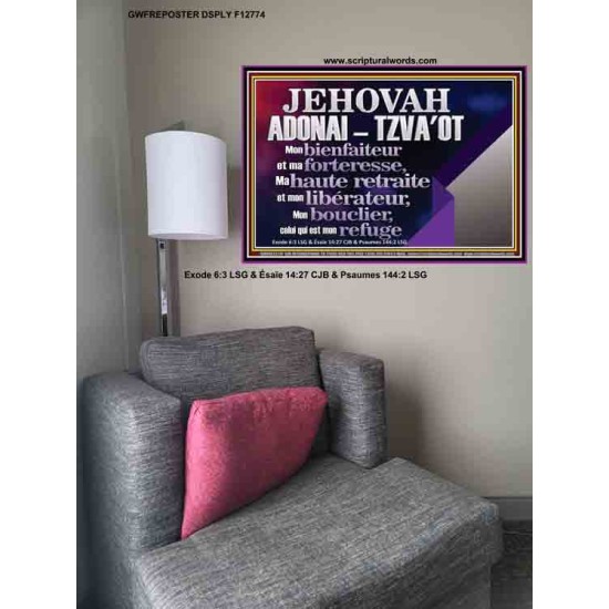 JEHOVAH ADONAI  TZVA'OT....Mon bienfaiteur et mon libérateur. Affiche d'art mural inspirant ultime (GWFREPOSTER12774) 