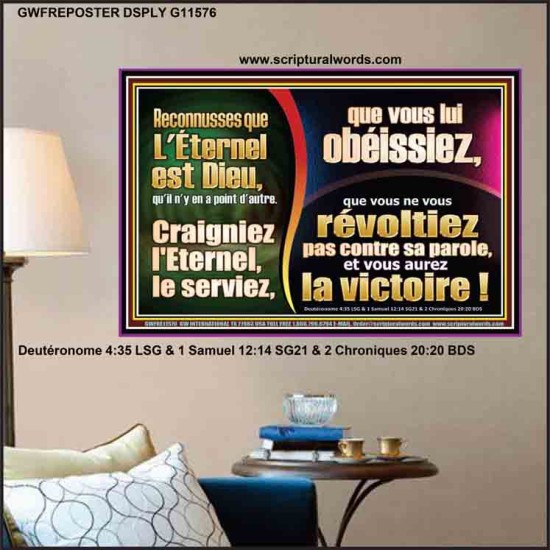 Craigniez l'Eternel, le serviez, que vous lui obéissiez, et vous aurez la victoire! Versets bibliques encourageants Poster (GWFREPOSTER11576) 
