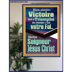Victoire qui a Triomphé du monde, Jésus Christ.  Affiche d'art des Écritures (GWFREPOSTER11592) 