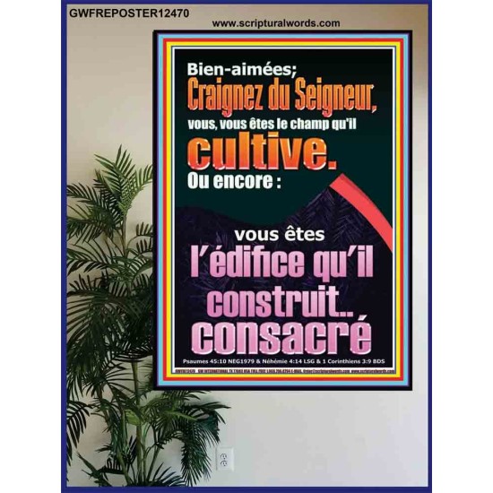 Craignez du Seigneur, vous, vous êtes le champ qu'il cultive. Affiche en verre d'art religieux (GWFREPOSTER12470) 