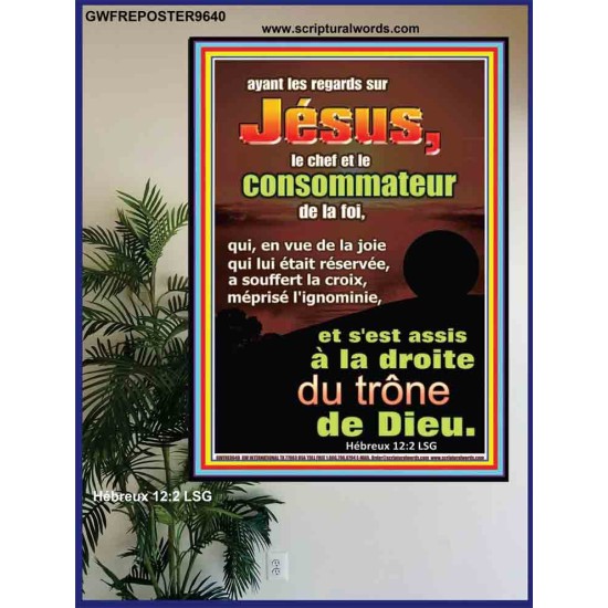 ayant les regards sur Jésus, le chef et le consommateur de la foi, Affiche d'art mural inspirant ultime (GWFREPOSTER9640) 