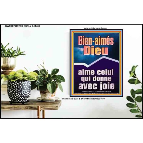 Dieu aime celui qui donne avec joie Art mural des Écritures (GWFREPOSTER11469) 