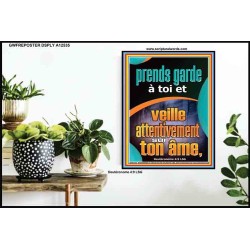 prends garde à toi et veille attentivement sur ton âme. Affiche d'art mural inspirant ultime (GWFREPOSTER12535) 