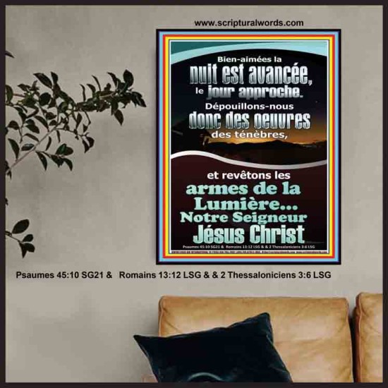 armes de lumière...Notre Seigneur Jésus Christ. Affiche Art mural religieux (GWFREPOSTER11600) 