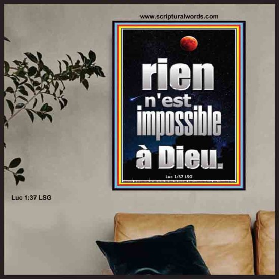 Car rien n'est impossible à Dieu. Affiche d'art mural inspirant ultime (GWFREPOSTER9620) 