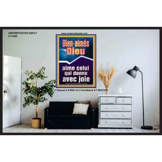 Dieu aime celui qui donne avec joie Art mural des Écritures (GWFREPOSTER11469) 