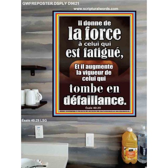 Il donne de la force à celui qui est fatigué, Affiche biblique unique (GWFREPOSTER9621) 