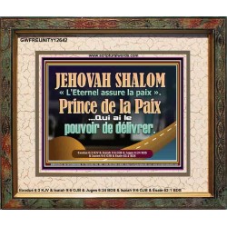 JEHOVAH SHALOM Prince de la Paix Cadre en bois de puissance ultime (GWFREUNITY12642) 