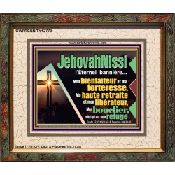 JehovahNissi l'Éternel  bannière...Mon bienfaiteur et ma forteresse, Cadre en bois pour chambre d'enfant (GWFREUNITY12770) 
