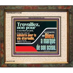 Travaillez pour ce qui dure jusqu'à la vie éternelle. Cadre acrylique chrétien juste vivant (GWFREUNITY12785) 