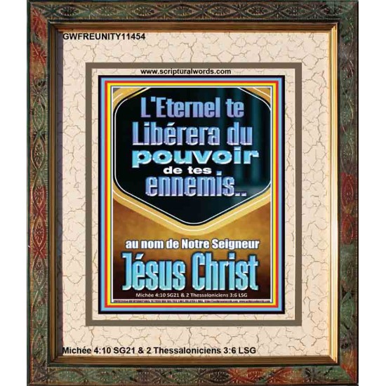 L'Eternel te Libérera du pouvoir de tes ennemis Grand portrait d'art mural des Écritures (GWFREUNITY11454) 