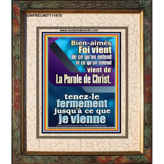 Foi vient de ce qu'on entend, et ce qu'on entend vient de La Parole de Christ Décor d'écriture de portrait (GWFREUNITY11470) 