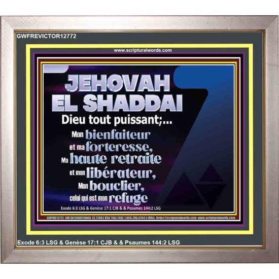 JEHOVAH  EL SHADDAI Dieu tout puissant;...Mon bienfaiteur et mon libérateur. Cadre d'art mural inspirant ultime (GWFREVICTOR12772) 