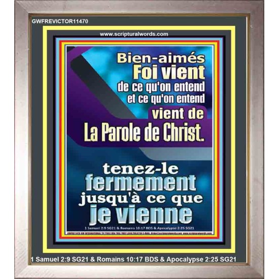 Foi vient de ce qu'on entend, et ce qu'on entend vient de La Parole de Christ Décor d'écriture de portrait (GWFREVICTOR11470) 