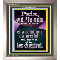 Paix, oui *la paix à celui qui est loin et à celui qui est près[a], dit l'Eternel, et je les guérirai. Image biblique unique (GWFREVICTOR11630) 