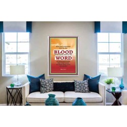 OVERCOME BY THE BLOOD OF THE LAMB   Large Frame Scripture Wall Art   (GWABIDE 025)   "16X24"