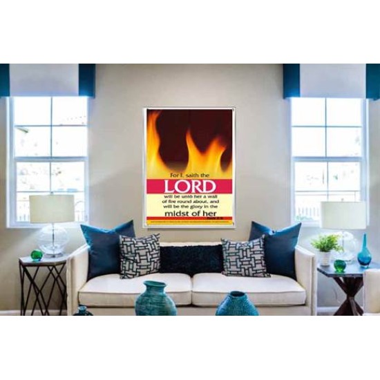 WALL OF FIRE ROUND ABOUT YOU   Bible Verses Poster   (GWABIDE 186)   