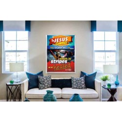 WITH HIS STRIPES   Bible Verses Wall Art Acrylic Glass Frame   (GWABIDE 3634)   "16X24"