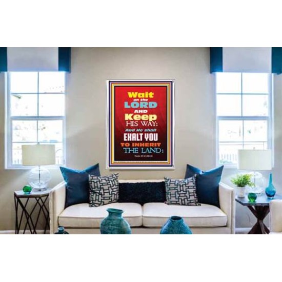 WAIT ON THE LORD   Bible Verses Wall Art Acrylic Glass Frame   (GWABIDE 6535)   