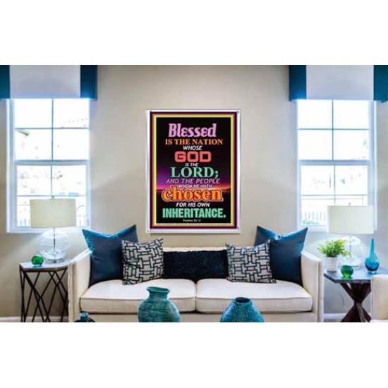 THE NATION WHOSE GOD IS THE LORD   Framed Business Entrance Lobby Wall Decoration    (GWABIDE 7387)   