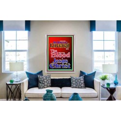 MY HOUSE IS COVERED BY THE BLOOD OF JESUS   Framed Hallway Wall Decoration   (GWABIDE 7694)   "16X24"