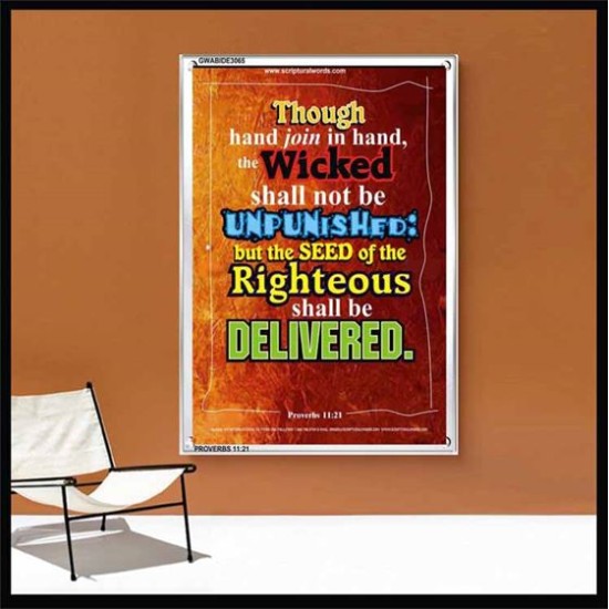 THE RIGHTEOUS SHALL BE DELIVERED   Modern Christian Wall Dcor Frame   (GWABIDE 3065)   