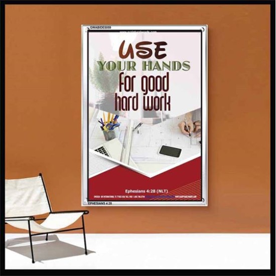 USE YOUR HANDS FOR GOOD HARD WORK   Bible Verse Wall Art Frame   (GWABIDE 5059)   