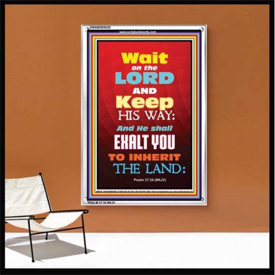 WAIT ON THE LORD   Bible Verses Wall Art Acrylic Glass Frame   (GWABIDE 6535)   