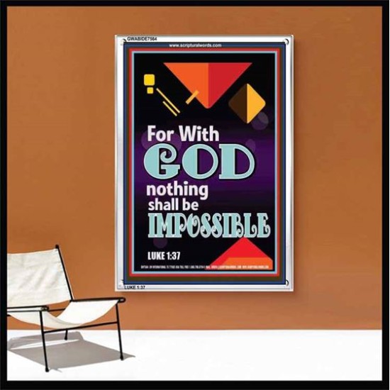 WITH GOD NOTHING SHALL BE IMPOSSIBLE   Frame Bible Verse   (GWABIDE 7564)   