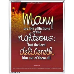 THE RIGHTEOUS IS DELIVERED BY THE LORD   Frame Bible Verse   (GWABIDE 086)   