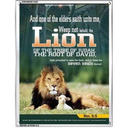 THE LION OF THE TRIBE OF JUDAH   Bible Verses Wall Art Acrylic Glass Frame   (GWABIDE 1045)   