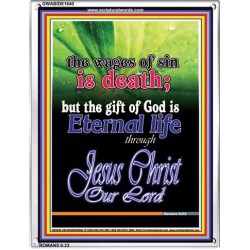 WAGES OF SIN IS DEATH   Christian Paintings Acrylic Glass Frame   (GWABIDE 1640)   "16X24"