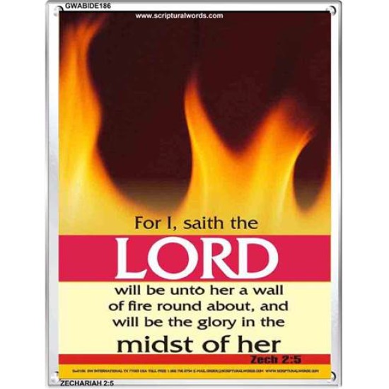 WALL OF FIRE ROUND ABOUT YOU   Bible Verses Poster   (GWABIDE 186)   