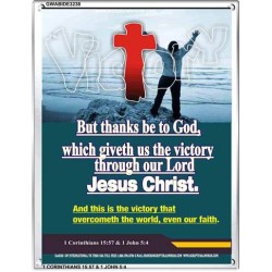 VICTORY THROUGH OUR LORD JESUS CHRIST   Encouraging Bible Verses Framed   (GWABIDE 3238)   "16X24"