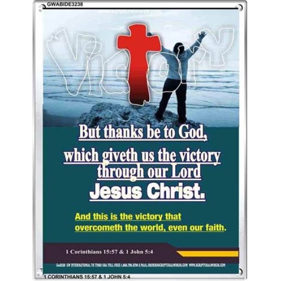 VICTORY THROUGH OUR LORD JESUS CHRIST   Encouraging Bible Verses Framed   (GWABIDE 3238)   