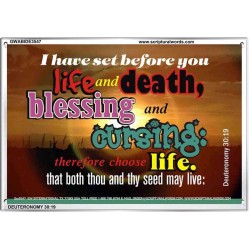 SET BEFORE YOU LIFE AND DEATH   Bible Verse Framed Art   (GWABIDE3547)   