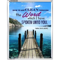YE ARE CLEAN THROUGH THE WORD   Contemporary Christian poster   (GWABIDE 4050)   "16X24"
