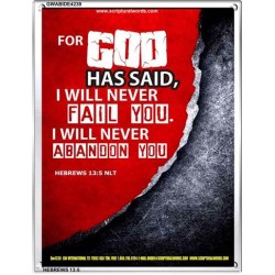 WILL NEVER FAIL YOU   Framed Scripture Dcor   (GWABIDE 4239)   "16X24"