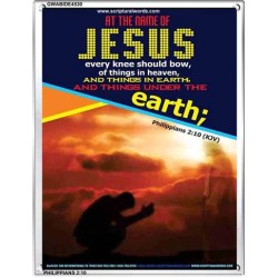 AT THE NAME OF JESUS   Contemporary Christian Wall Art Acrylic Glass frame   (GWABIDE 4530)   