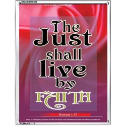THE JUST SHALL LIVE BY FAITH   Scriptural Portrait Wooden Frame   (GWABIDE 6308)   