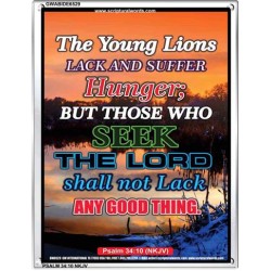 THE YOUNG LIONS LACK AND SUFFER   Acrylic Glass Frame Scripture Art   (GWABIDE 6529)   